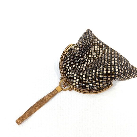 Whiting & Davis Co Mesh Gold Metal Formal Handbag Vintage - Picture 8 of 10